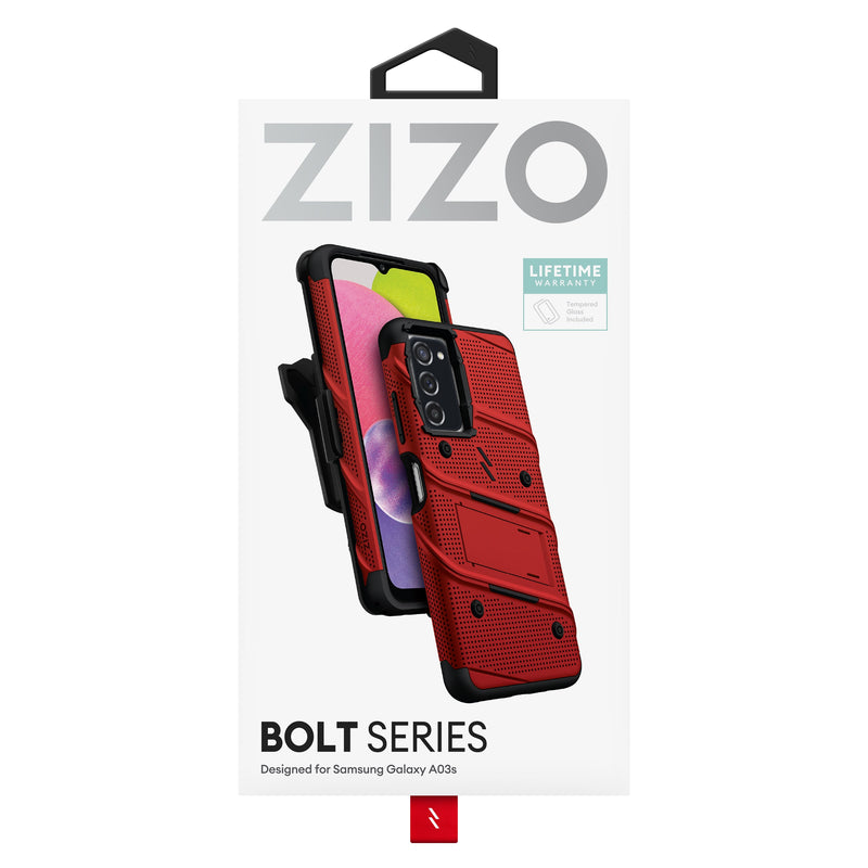 Load image into Gallery viewer, ZIZO BOLT Bundle Galaxy A03s Case - Red
