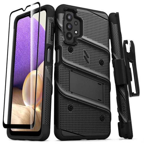 ZIZO BOLT Series Galaxy A32 5G Case with Tempered Glass - Black Galaxy A32 5G Black & Black