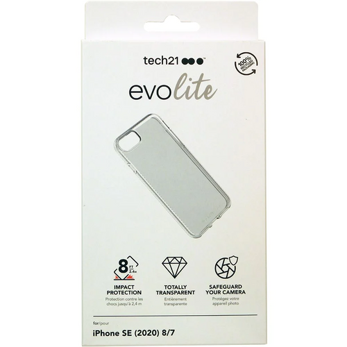 Tech21 Evo Lite iPhone SE (3rd and 2nd gen)/8/7 Case - Clear