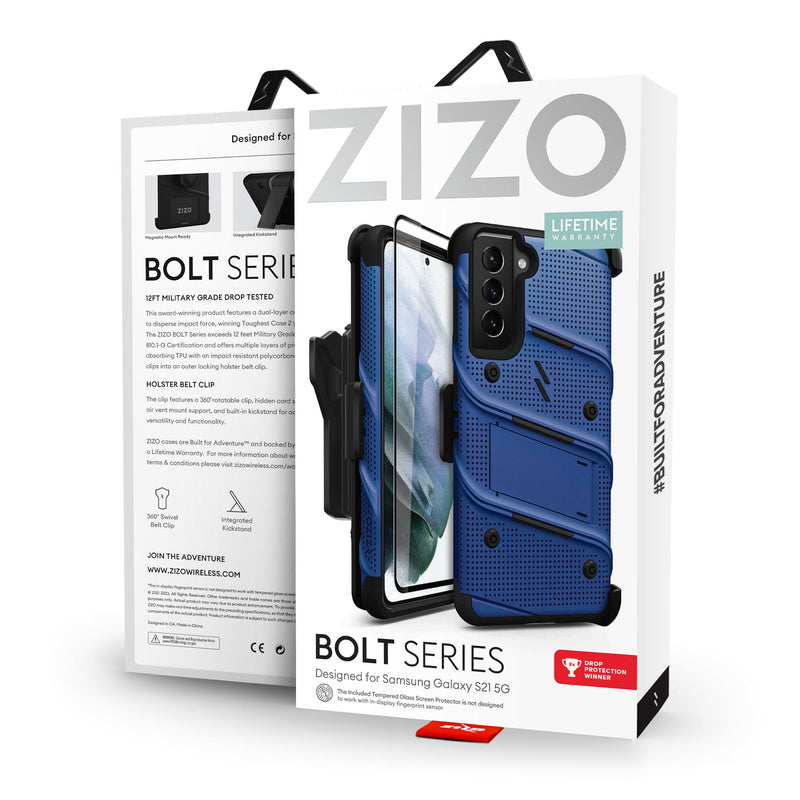 Load image into Gallery viewer, ZIZO BOLT Series Galaxy S21 5G Case - Blue &amp; Black
