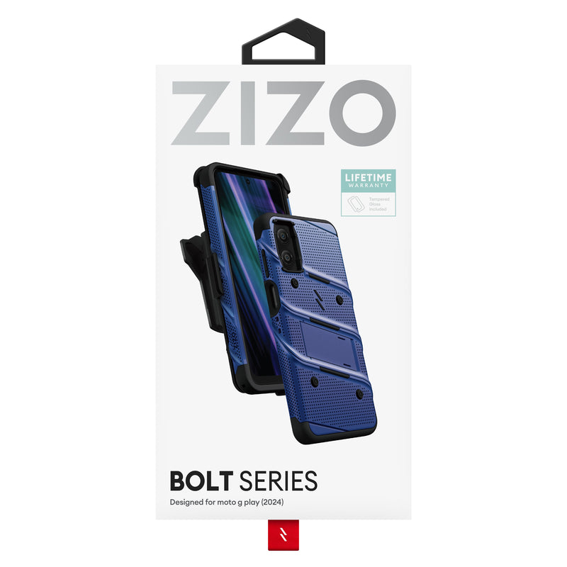 Load image into Gallery viewer, ZIZO BOLT Bundle moto g Play (2024) Case - Blue
