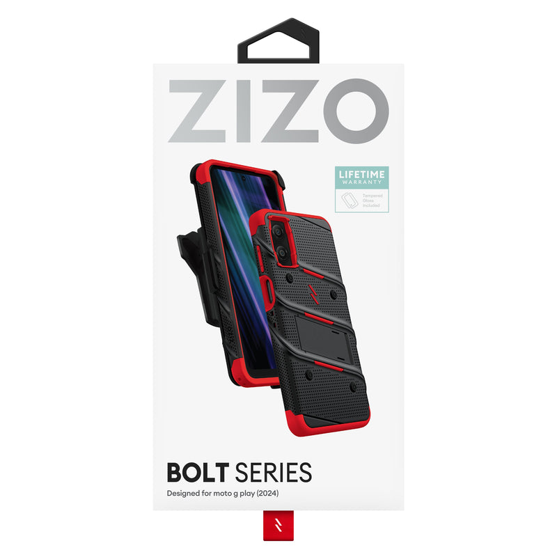 Load image into Gallery viewer, ZIZO BOLT Bundle moto g Play (2024) Case - Black / Red
