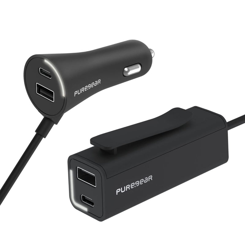 Load image into Gallery viewer, PureGear 48W USB-A + USB-C Passenger Car Charger 7FT - Black
