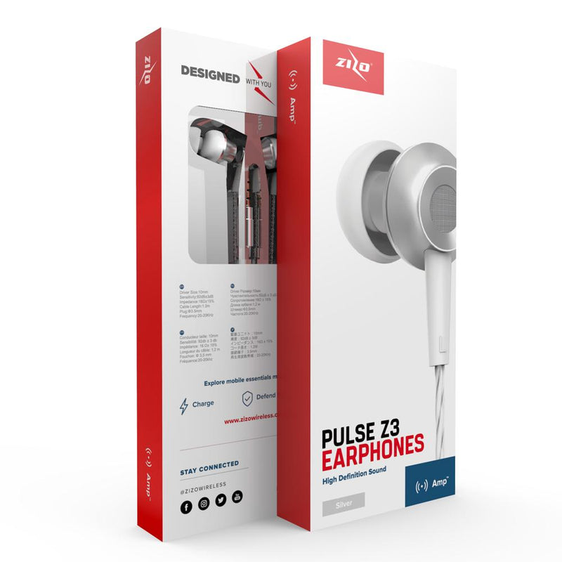 Load image into Gallery viewer, Zizo Pulse Z3 In Ear Headphones Wired - Silver
