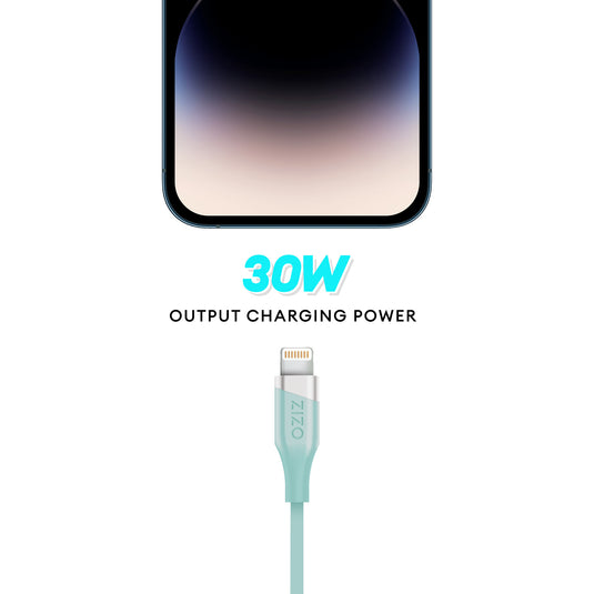 ZIZO PowerVault Cable USB-C to Lightning 6FT - Teal