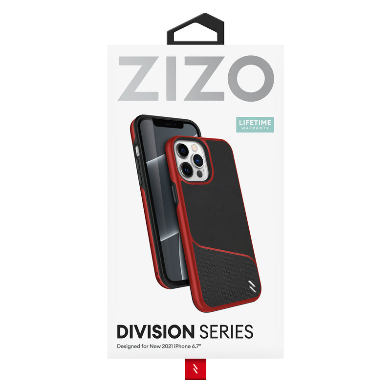 Load image into Gallery viewer, ZIZO DIVISION Series iPhone 13 Pro Max Case - Black &amp; Red
