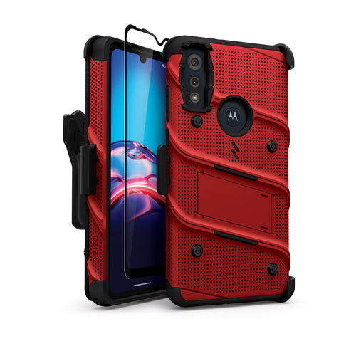 ZIZO BOLT Series Moto E (2020) Case - Red & Black