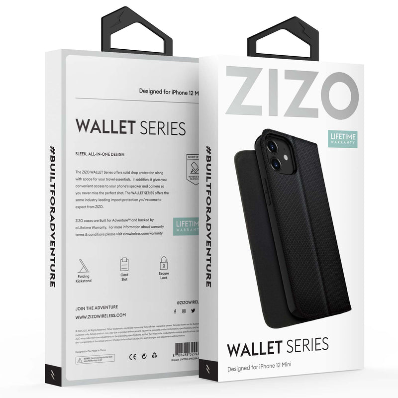 Load image into Gallery viewer, ZIZO WALLET Series iPhone 12 Mini Case - Black
