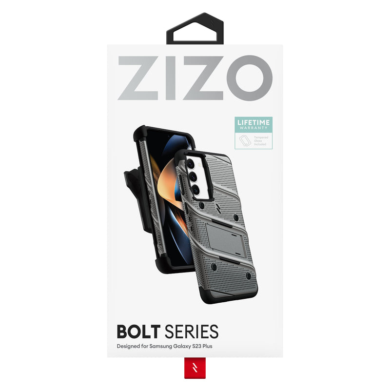 Load image into Gallery viewer, ZIZO BOLT Bundle Galaxy S23 Plus Case - Gun Metal Gray
