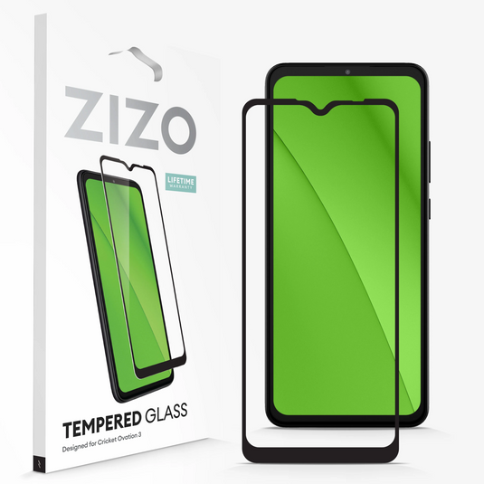 ZIZO TEMPERED GLASS Screen Protector for Cricket Ovation 3 - Black