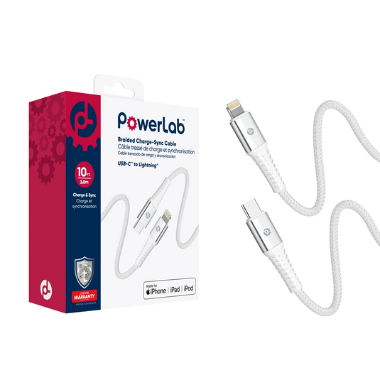 PowerLab 10ft USB-C to Lightning Data Cable - White
