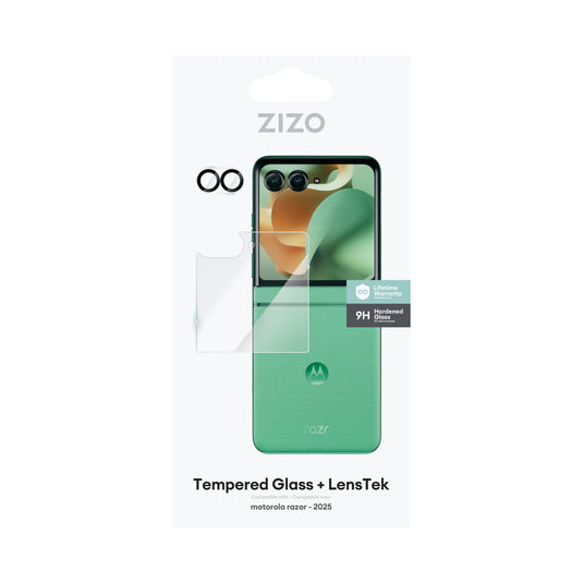 ZIZO TEMPERED GLASS Screen Protector with Camera Lens Protector for moto razr (2025) - Clear