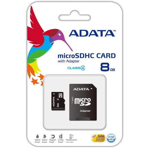ADATA Micro SDHC Card w/ Adapter - 8GB Memory Card Universal Colo