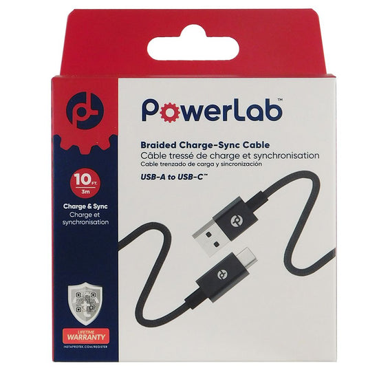 PowerLab 10FT USB-A to USB-C Cable - Black