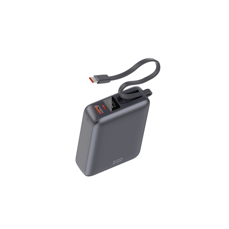 Load image into Gallery viewer, ZIZO PowerVault 45W Power Bank 20 000mAh with Built-in USB-C Cable - Space Black
