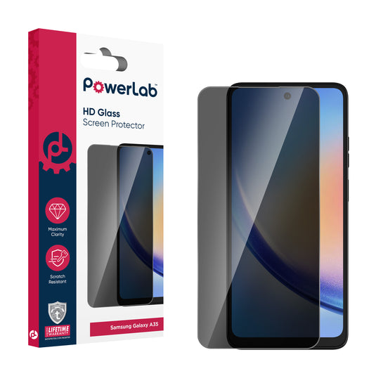 PowerLab Privacy Tempered Glass Screen Protector for Galaxy A35 - Privacy