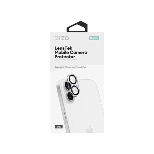 ZIZO LensTek iPhone 16 Plus Camera Lens Protector (2 Pack) - Black