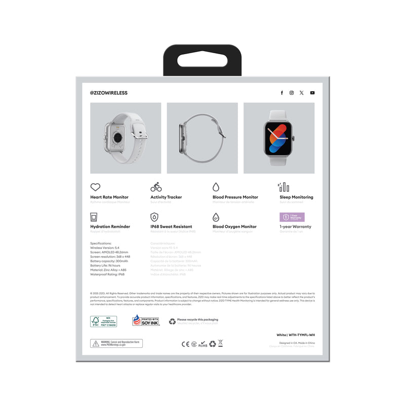 Load image into Gallery viewer, ZIZO TYME Flex Smart Watch - White
