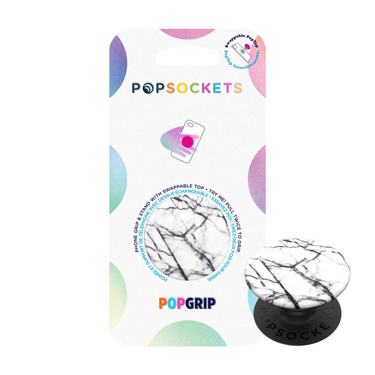 PopSockets Phone and Tablet Swappable PopGrip - Dove White Marble