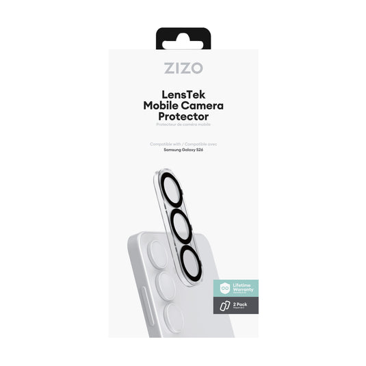 ZIZO LensTek Galaxy S26 Camera Lens Protector (2 Pack) - Black
