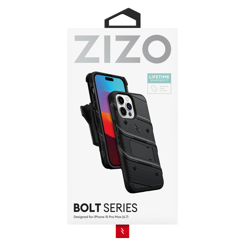 Load image into Gallery viewer, ZIZO BOLT Bundle iPhone 15 Pro Max Case - Black
