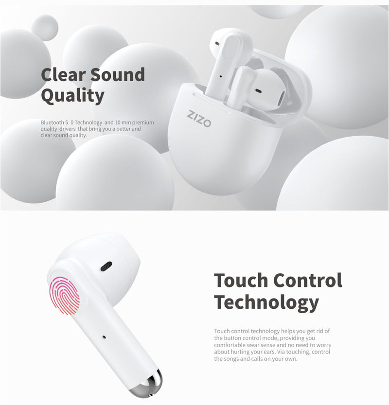 Load image into Gallery viewer, ZIZO PULSE Z1 True Wireless Earbuds with Charging Case - White
