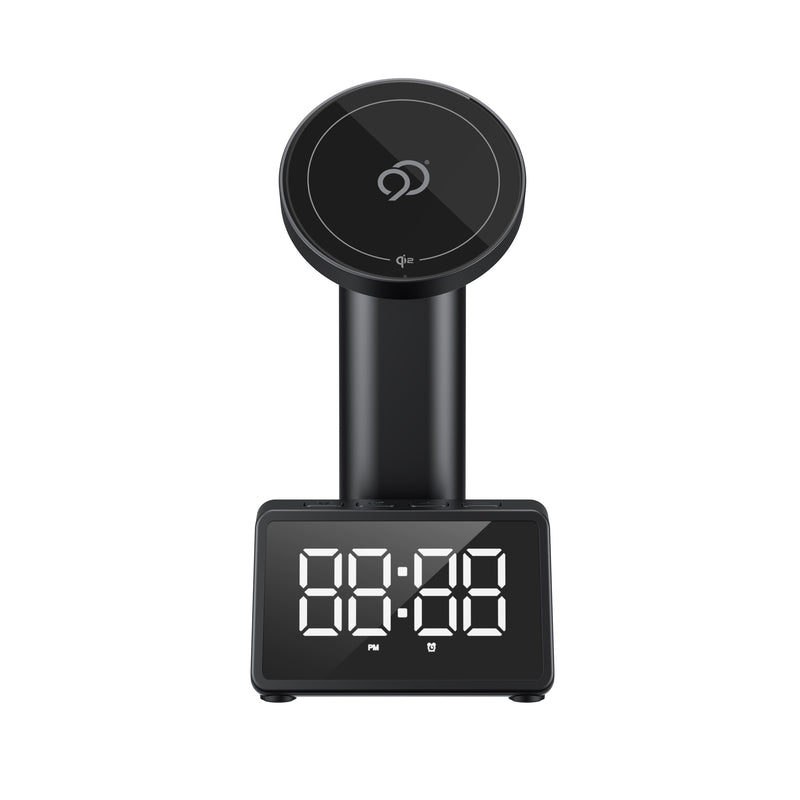 Load image into Gallery viewer, Nimbus9 Qi2 Wireless Charging Alarm Clock Stand MagSafe &amp; Watch Compatible - Black
