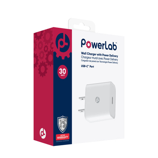 PowerLab 30W USB-C Wall Charger - White