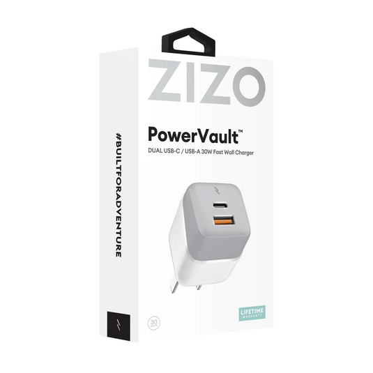 ZIZO PowerVault 30W Dual Port USB-C / USB-A Wall Charger - White