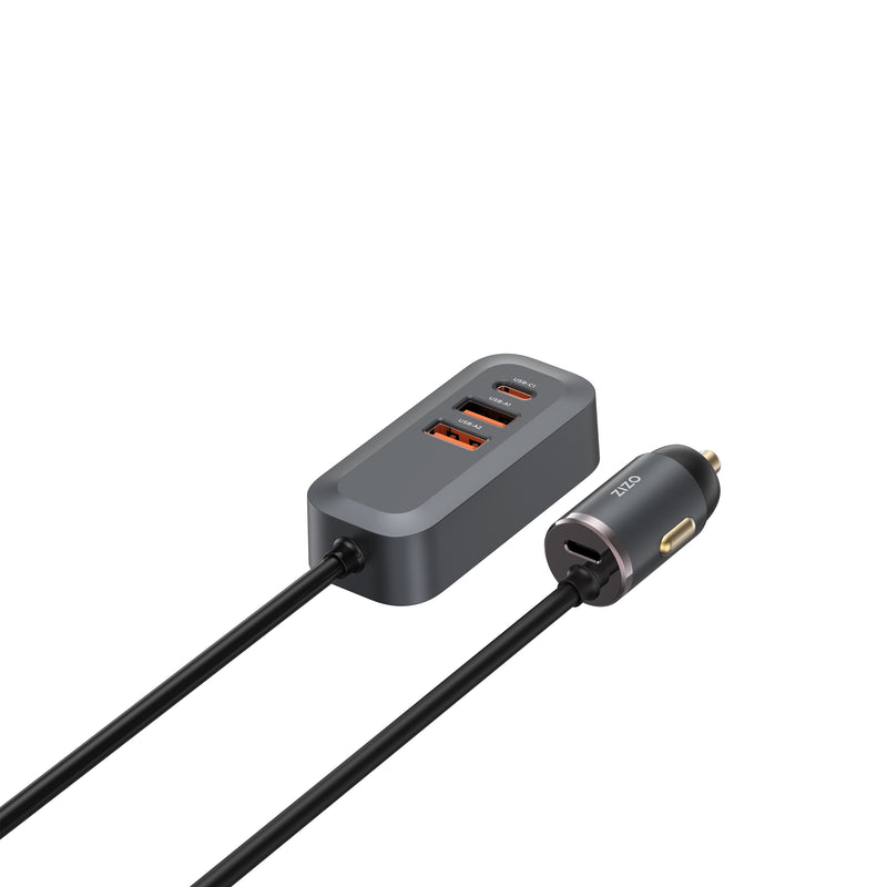 Load image into Gallery viewer, ZIZO PowerVault 4-Port Car Charging Hub with Extended Reach (100W) - Black
