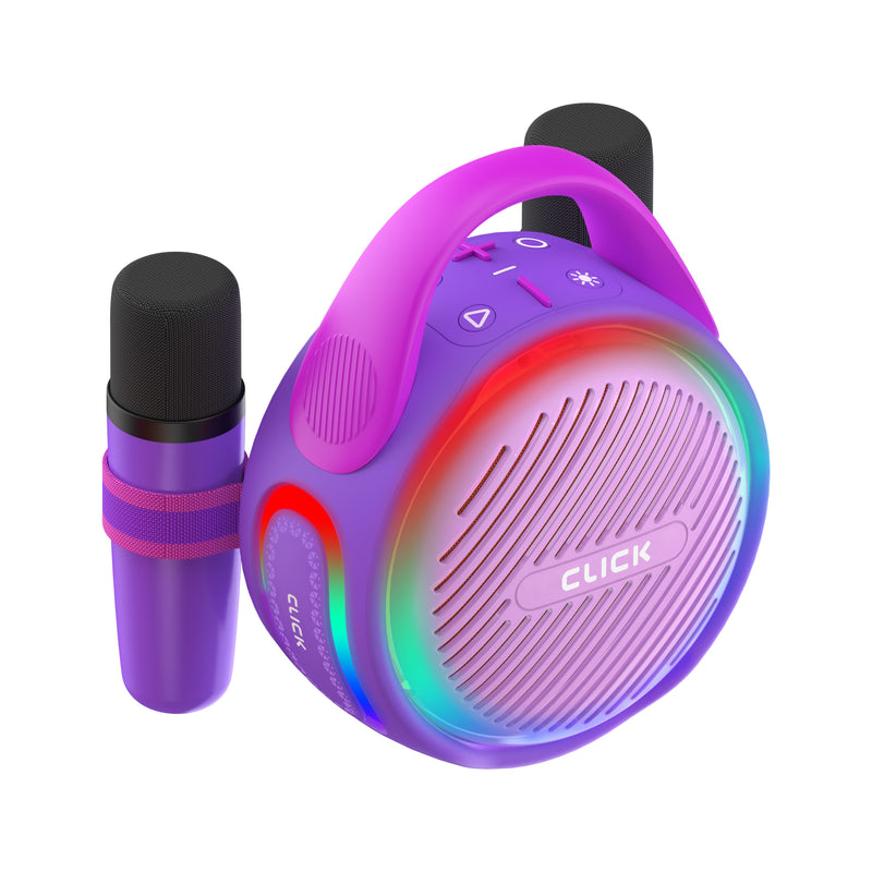 Load image into Gallery viewer, CLICK Mini Karaoke 20W Wireless Speaker with 2 Wireless Mics - Purple
