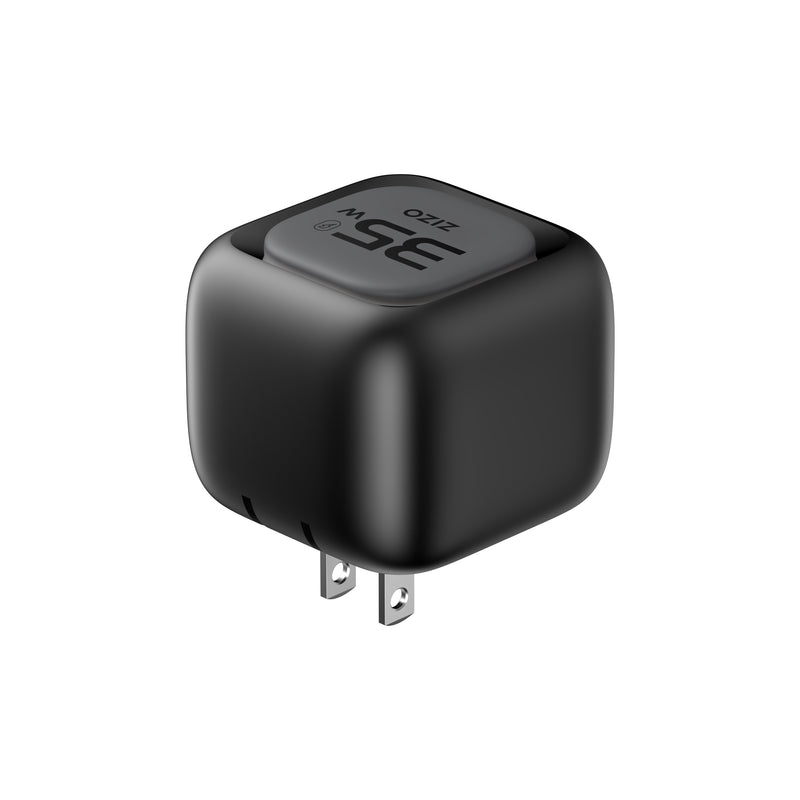 Load image into Gallery viewer, ZIZO PowerVault Cube 35W GaN Travel Charger with Retractable USB-C Cable and Multi-Port Charging - Space Black
