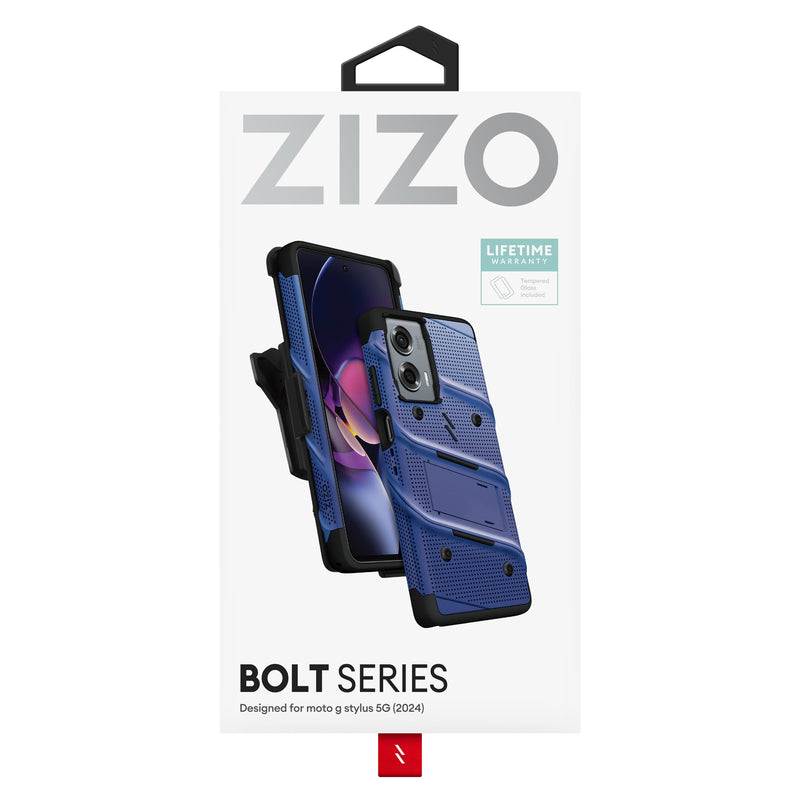 Load image into Gallery viewer, ZIZO BOLT Bundle moto g stylus 5G (2024) Case - Blue
