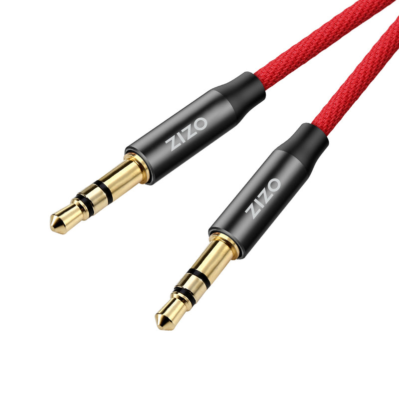 Load image into Gallery viewer, ZIZO 3.5 mm Male to Male Stereo Audio Aux Cable - Black &amp; Red
