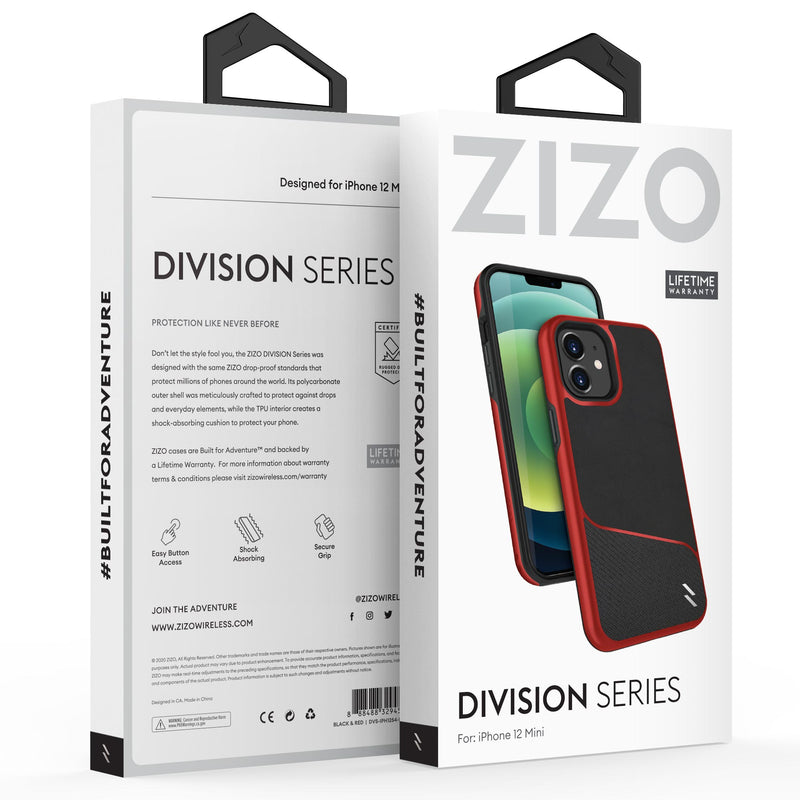 Load image into Gallery viewer, ZIZO DIVISION Series iPhone 12 Mini Case - Black &amp; Red
