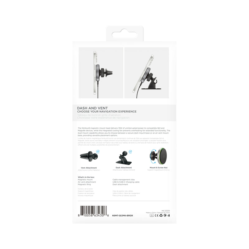 Load image into Gallery viewer, Nimbus9 Qi2 Wireless Charging Magnetic Phone Mount Kit Dash/Vent - Brushed Gray
