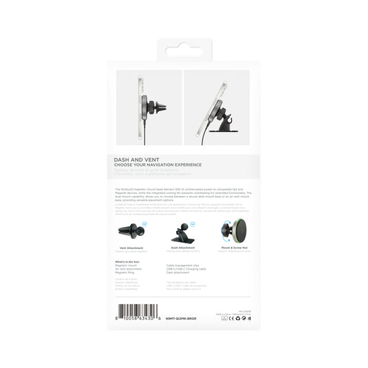 Nimbus9 Qi2 Wireless Charging Magnetic Phone Mount Kit Dash/Vent - Brushed Gray