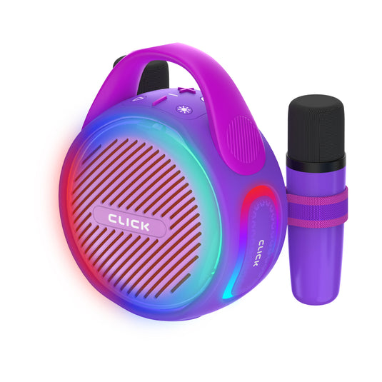 CLICK Mini Karaoke 20W Wireless Speaker with 2 Wireless Mics - Purple