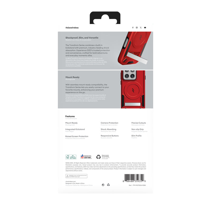 Load image into Gallery viewer, ZIZO TRANSFORM Series moto edge - 2026 Case - Red
