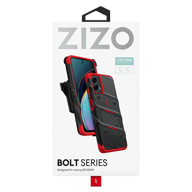 Load image into Gallery viewer, ZIZO BOLT Bundle moto g 5G (2024) Case - Black / Red
