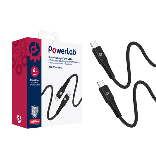 PowerLab 6ft USB-C to USB-C Data Cable - Black