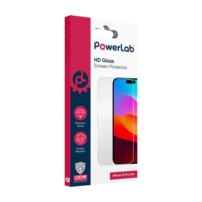 Load image into Gallery viewer, PowerLab HD Glass Screen Protector for iPhone 15 Pro Max - Clear
