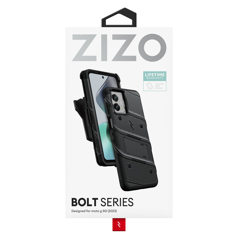 Load image into Gallery viewer, ZIZO BOLT Bundle moto g 5G (2023) Case - Black
