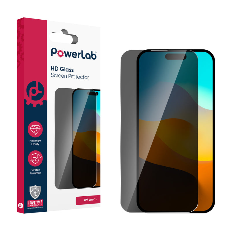 Load image into Gallery viewer, PowerLab Privacy Tempered Glass Screen Protector for iPhone 15 - Privacy
