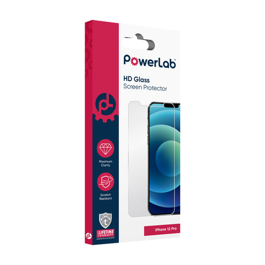 PowerLab HD Glass Screen Protector for iPhone 12 / 12 Pro - Clear