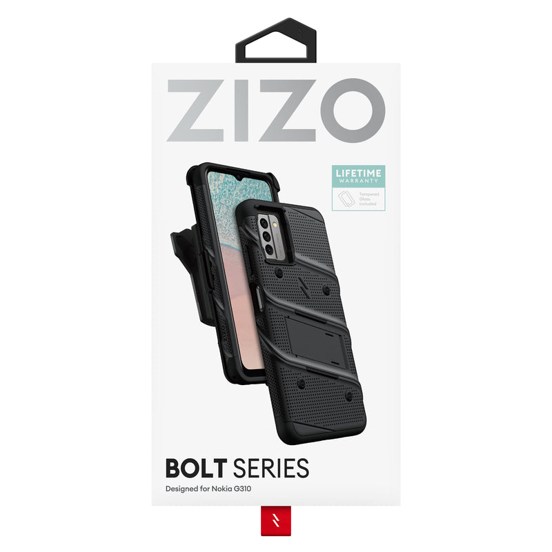 Load image into Gallery viewer, ZIZO BOLT Bundle Nokia G310 Case - Black
