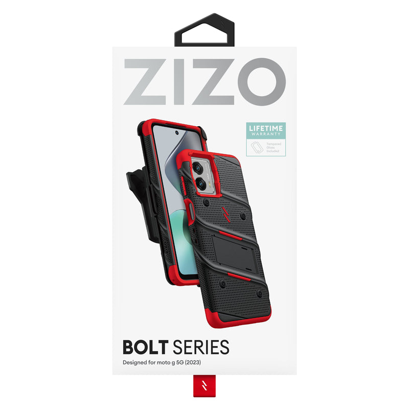 Load image into Gallery viewer, ZIZO BOLT Bundle moto g 5G (2023) Case - Red
