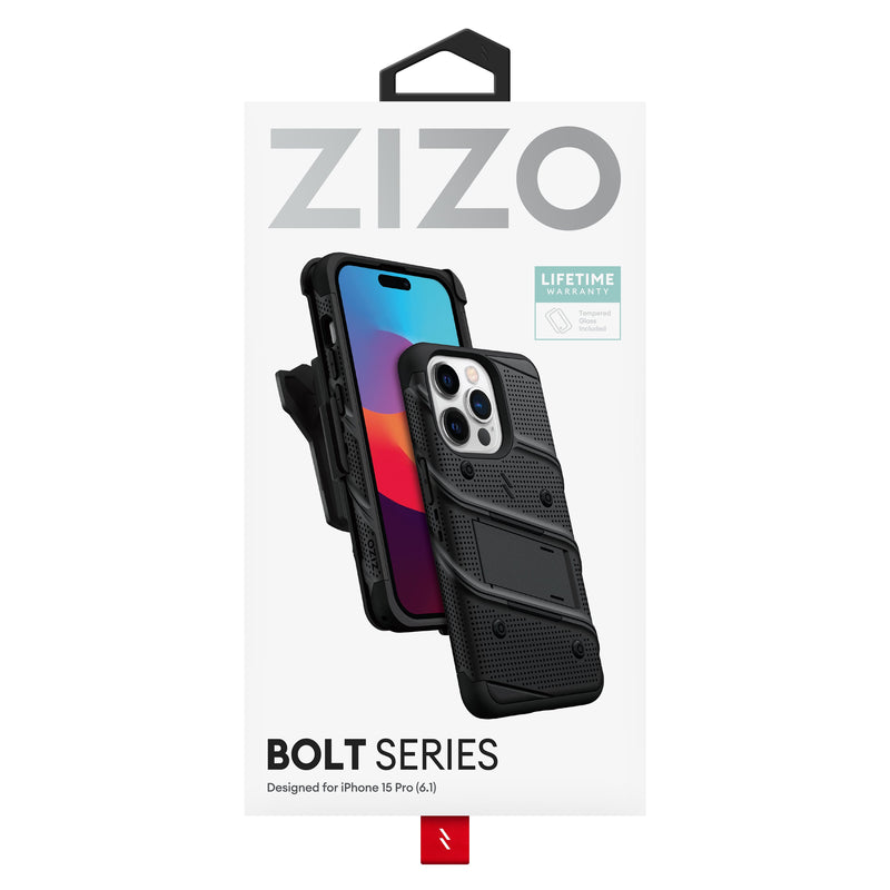 Load image into Gallery viewer, ZIZO BOLT Bundle iPhone 15 Pro Case - Black
