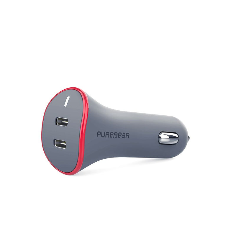 Load image into Gallery viewer, PureGear 36W Dual USB-C Car Charger - Gray &amp; Red
