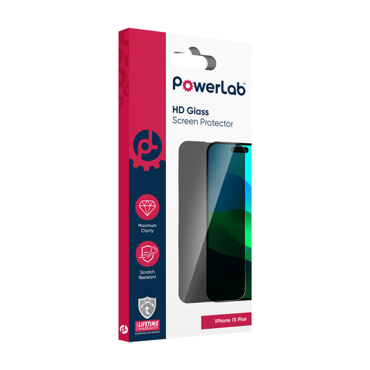 PowerLab Privacy Tempered Glass Screen Protector for iPhone 15 Plus - Privacy